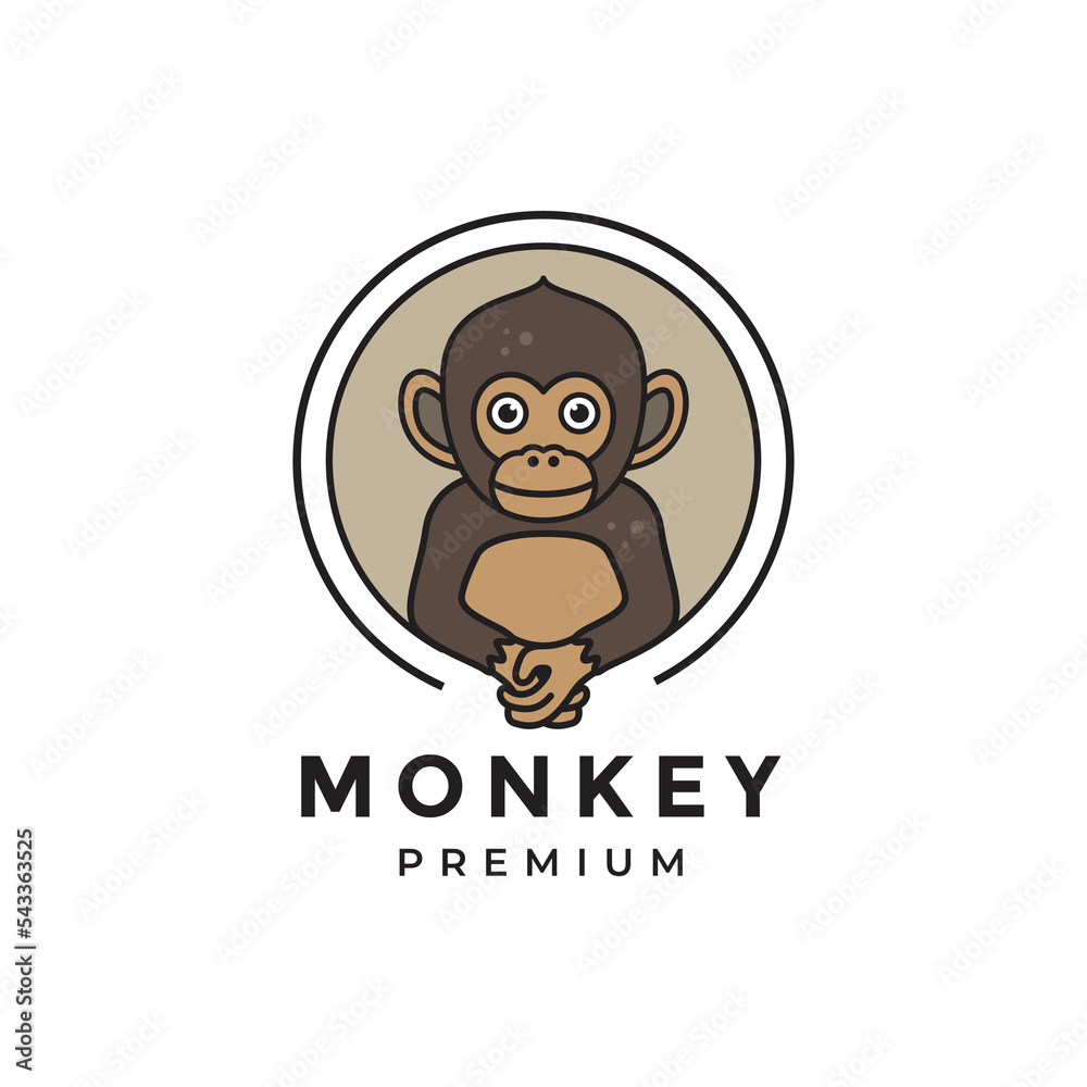 cute monkey cartoon logo design vector graphic illustration Stock ...