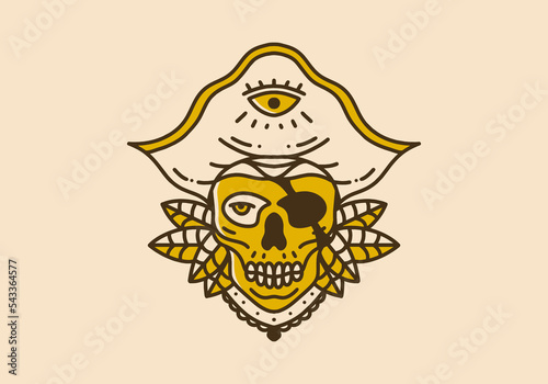 Vintage art illustration of the skull pirates