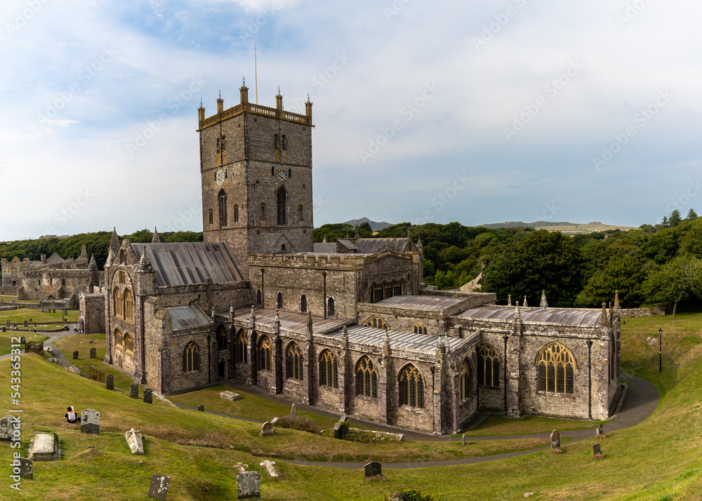 view of the St Davids Cathedral and cemetery in Pembrokeshire