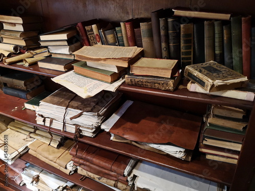 old bookstore of copies from the time of the Spanish inquisition, Zugarramurdi, Navarra, photo