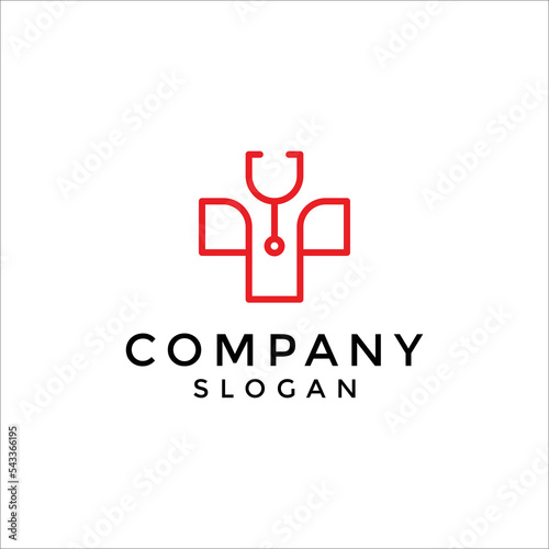 stethoscope cross bar plus medical health logo.