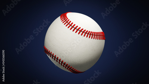 Baseball ball rotation Realistic in blue background 3D rendered