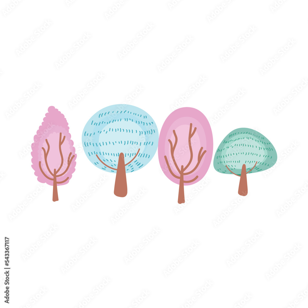 Obraz premium Different Type Tree Element On White Background.