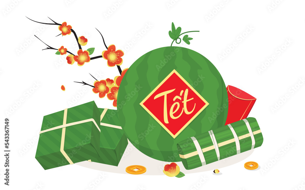 Traditional food on lunar new year. vietnam new year. tet vietnam