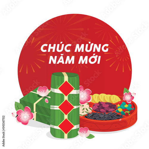 Traditional Vietnamese New Year food, Sweet snack box, Happy New Year.