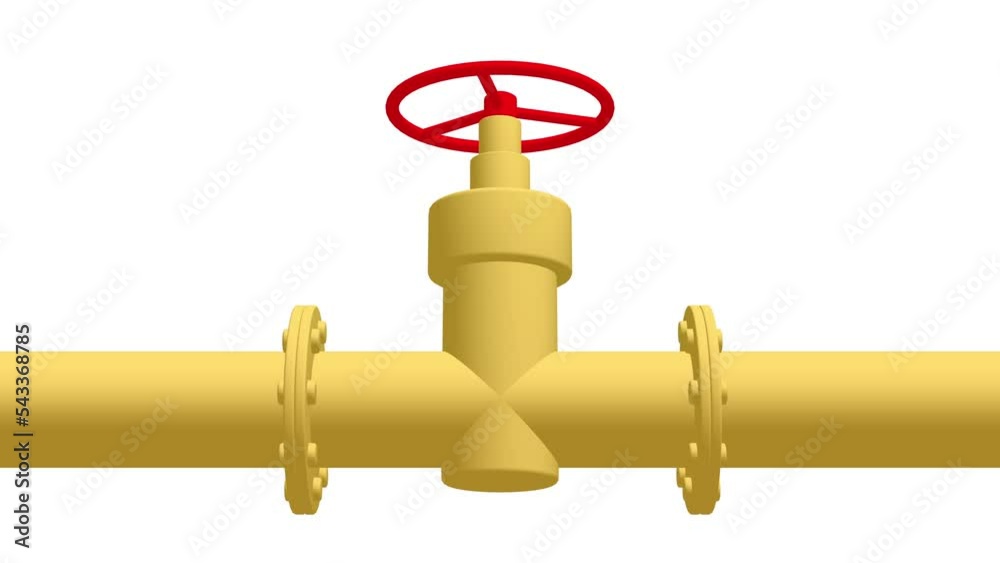 Red valve on the main gas pipeline. Industrial faucet for water, oil, gas pipes sewage. 4K FullHD and HD render footage animation Red valve on the main gas pipeline. Industrial faucet for water, oil, gas pipes sewage. 4K FullHD and HD render footage animation