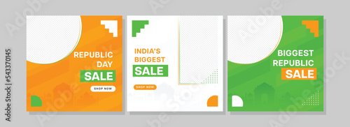 Social Media Republic Day Sale Post Or Template With Space For Product Image In Tricolor.