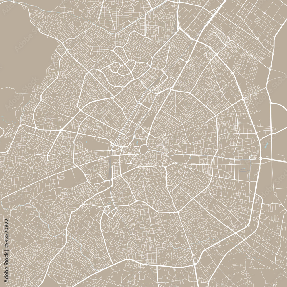 Vector map of Konya, Turkey. Urban city road map art poster illustration.