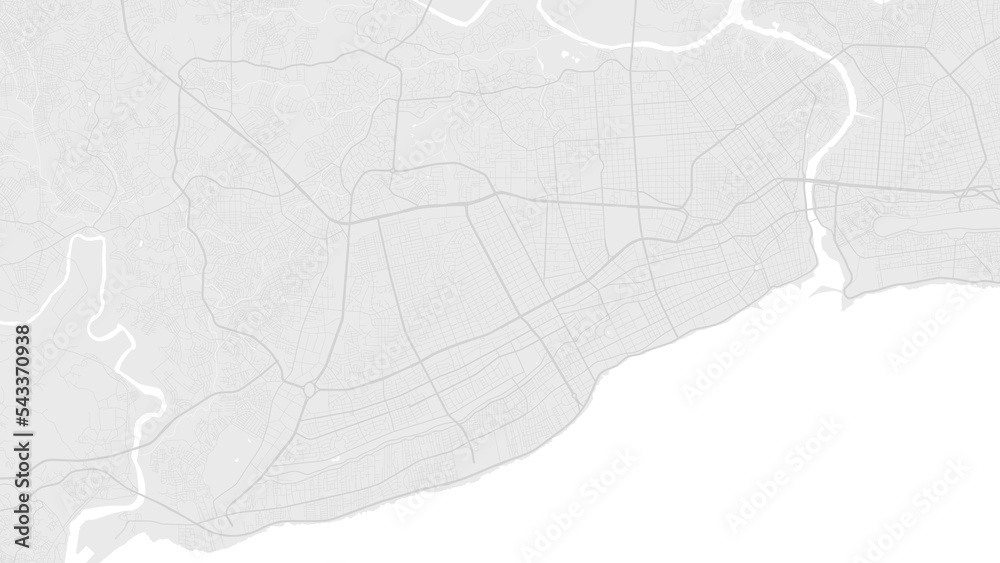 White and light grey Santo Domingo city area vector background map, roads and water illustration. Widescreen proportion, digital flat design. White and light grey Santo Domingo city area vector background map, roads and water illustration. Widescreen proportion, digital flat design.