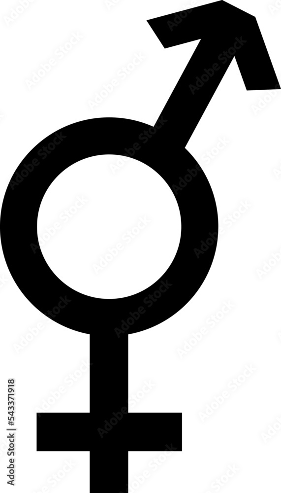 Hermaphrodite sign. Unisex symbol. Male and female sex sign combined