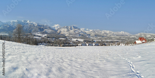 panoramic landscape with tatra mountains. koscielisko. poland