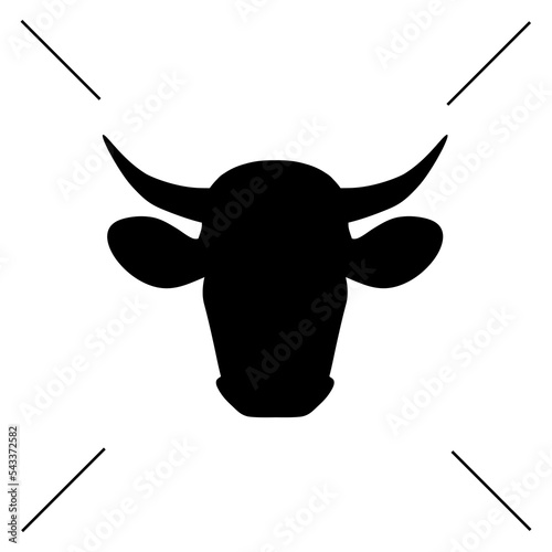 Head of a Cow. Cow head icon. Cow head silhouette. Farm animal . Vector illustration.