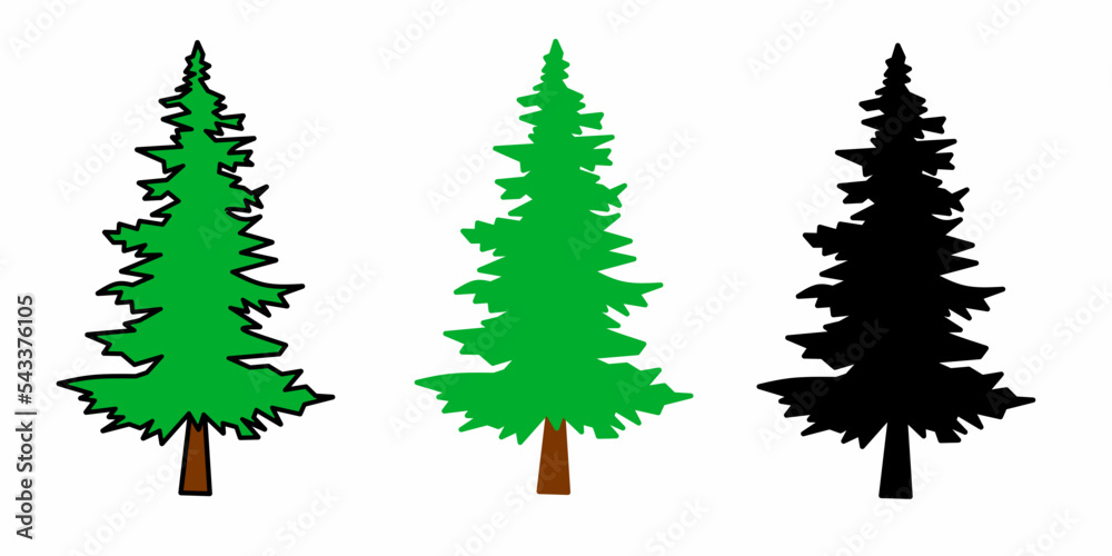 set of colorful christmas tree icon illustrations. stock vector collection
