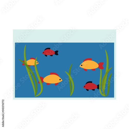 Aquarium icon with fish on a white background. vector.