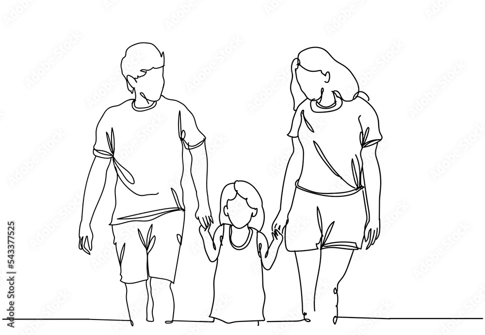 Happy Family Continuous Line Drawing. Isolated on White Background. Line Art Drawing of Happy Family. Vector Illustration. Happy Family Continuous Line Drawing. Isolated on White Background. Line Art Drawing of Happy Family. Vector Illustration.