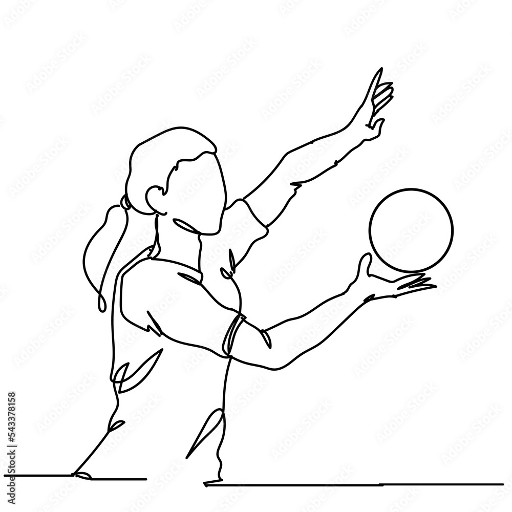 Continuous line drawing of female professional volleyball player with ...