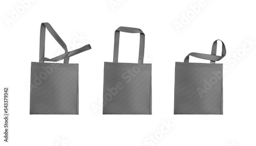 Realistic gray eco bags set vector illustration.
