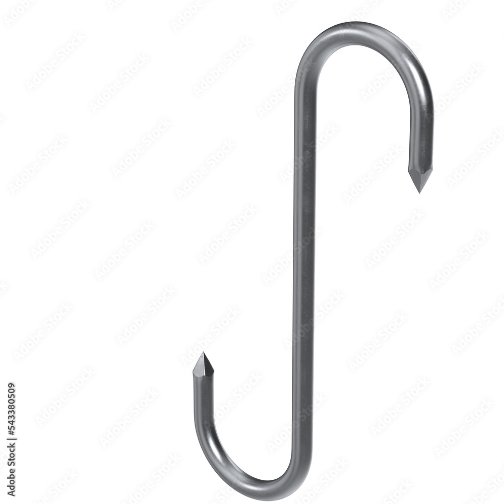 3d rendering illustration of a S-shaped meat hook