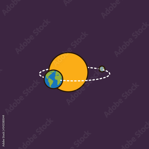 Position of earth relative to sun vector illustration for Perihelion Day on January 4