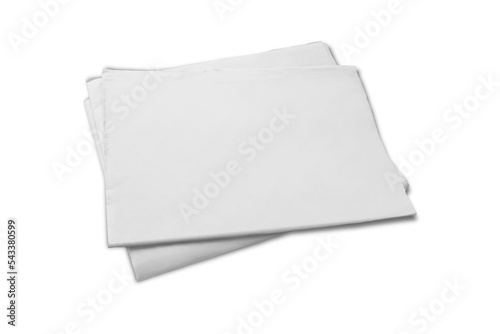 Stack of folded newspapers mockup isolated on white background. 3d rendering.