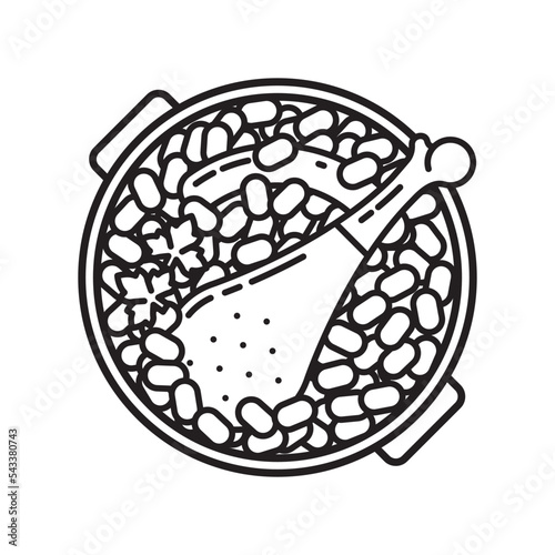 Cassoulet stew vector line icon