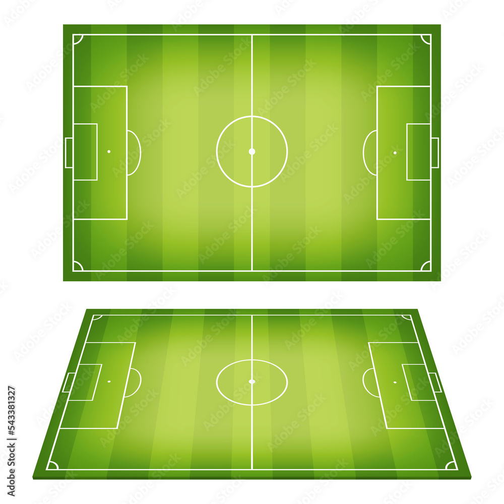 Soccer field with marking in different shapes. Football fields with