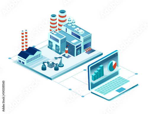 Vector of a power plant and computer with data analysis