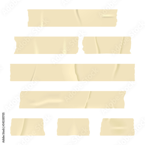 Adhesive tape, duct tape collection. Set of realistic sticky tape stripes isolated on transparent background
