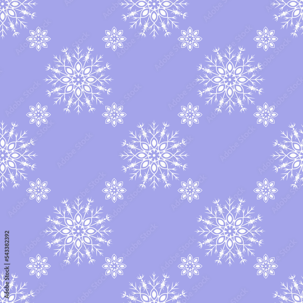 Vector pattern with snowflakes on a blue background. Seamless pattern for New Year and Christmas. Suitable for background and wrapping paper, fabric in winter version. Vintage decorative elements. Vector pattern with snowflakes on a blue background. Seamless pattern for New Year and Christmas. Suitable for background and wrapping paper, fabric in winter version. Vintage decorative elements.