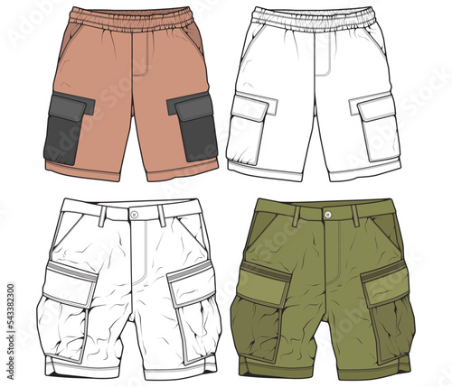 short pants drawing vector, short pants in a sketch style, trainers template, vector Illustration.