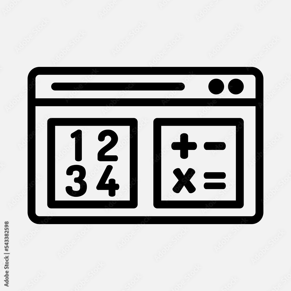 Mathematics learning icon in line style, use for website mobile app presentation Mathematics learning icon in line style, use for website mobile app presentation