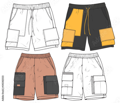 short pants drawing vector, short pants in a sketch style, trainers template, vector Illustration.