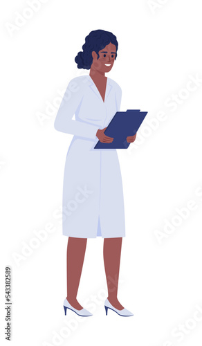 Physician semi flat color vector character. Editable figure. Full body person on white. Healthcare worker. Medical specialist simple cartoon style illustration for web graphic design and animation