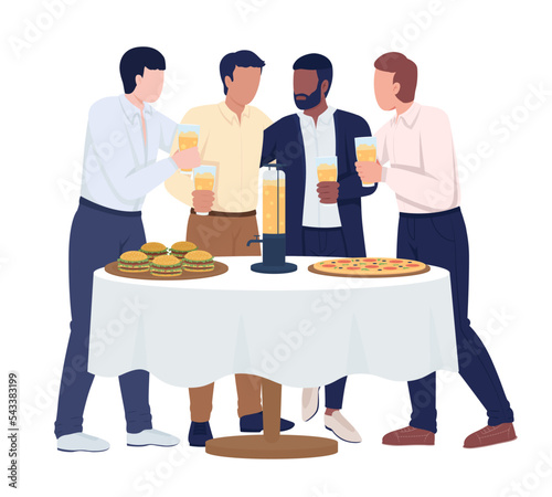 Bachelor night semi flat color vector characters. Editable figures. Full body people on white. Festive celebration simple cartoon style illustration for web graphic design and animation