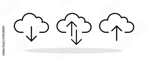Cloud upload and download icon in trendy flat style. Clouds with arrows symbol for your web site design, logo, app, UI Vector EPS 10.