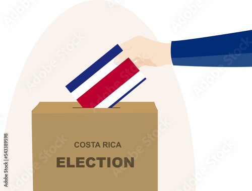 Costa Rica election and vote concept, man hand and ballot box, election day, Costa Rica flag vector