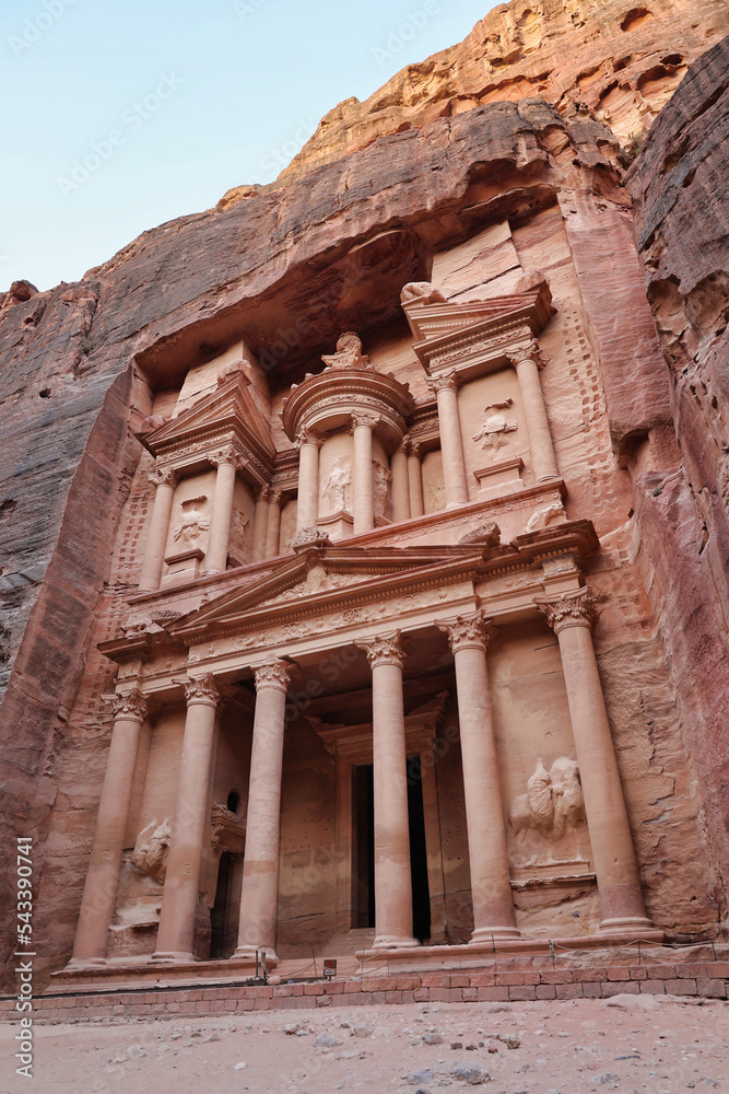 view early morning of the treasury or Al-khazneh in petra