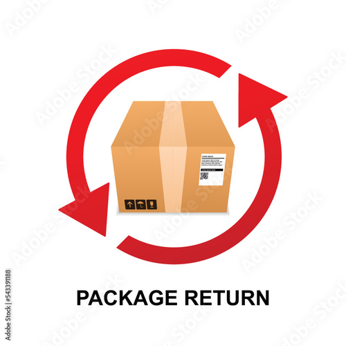Package return icon, return policy concept isolated on white background vector illustration.