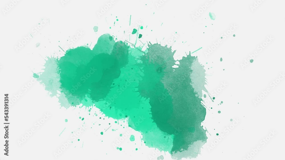 Dark green Watercolor ink drops. Abstract ink slow motion transition reveal. ink splatter compositing, watercolor transition, ink wet brush stroke, fluid art background, overlay, alpha matte.