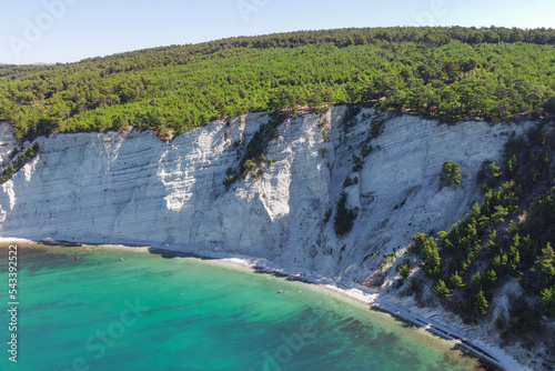 Rock cliff near sea, scenic aerial view