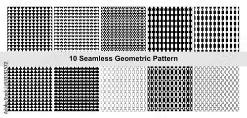 10 Geometric pattern in black white.