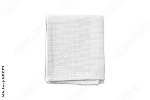 Blank white folded dishcloth mockup isolated on white background. 3d rendering.