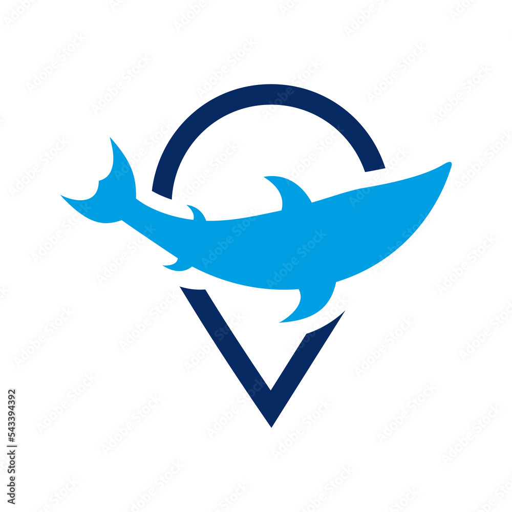 Fish location logo and icon. Vector illustration. Fish location logo and icon. Vector illustration.