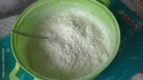 the cook kneads the dough for pies. healthy food concept