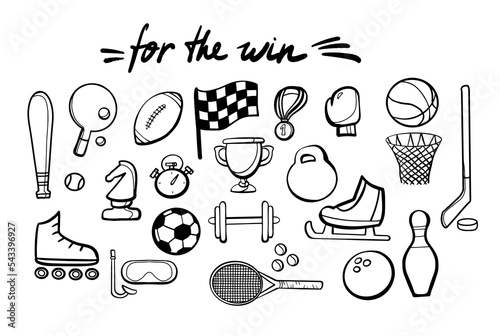 Hand drawn sport doodle set, excellent vector illustration, EPS 10
