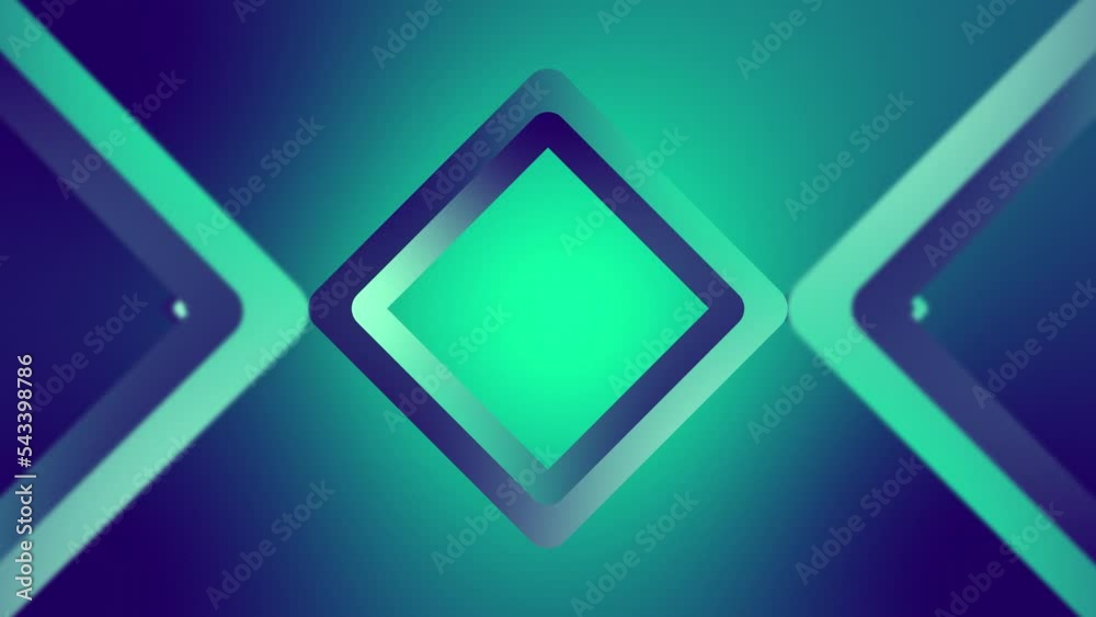 abstract square green and blue triangle background, futuristic modern square neon glow, 3D rendering (Looping Background)