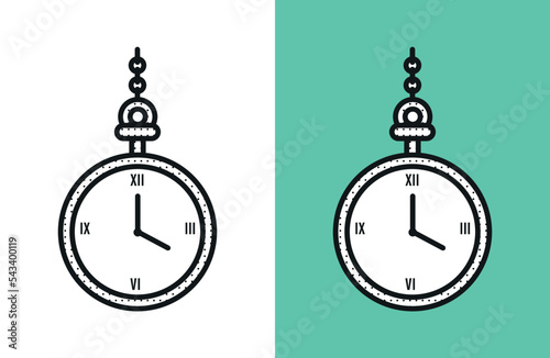 Vintage antique pocket watch illustration vector
