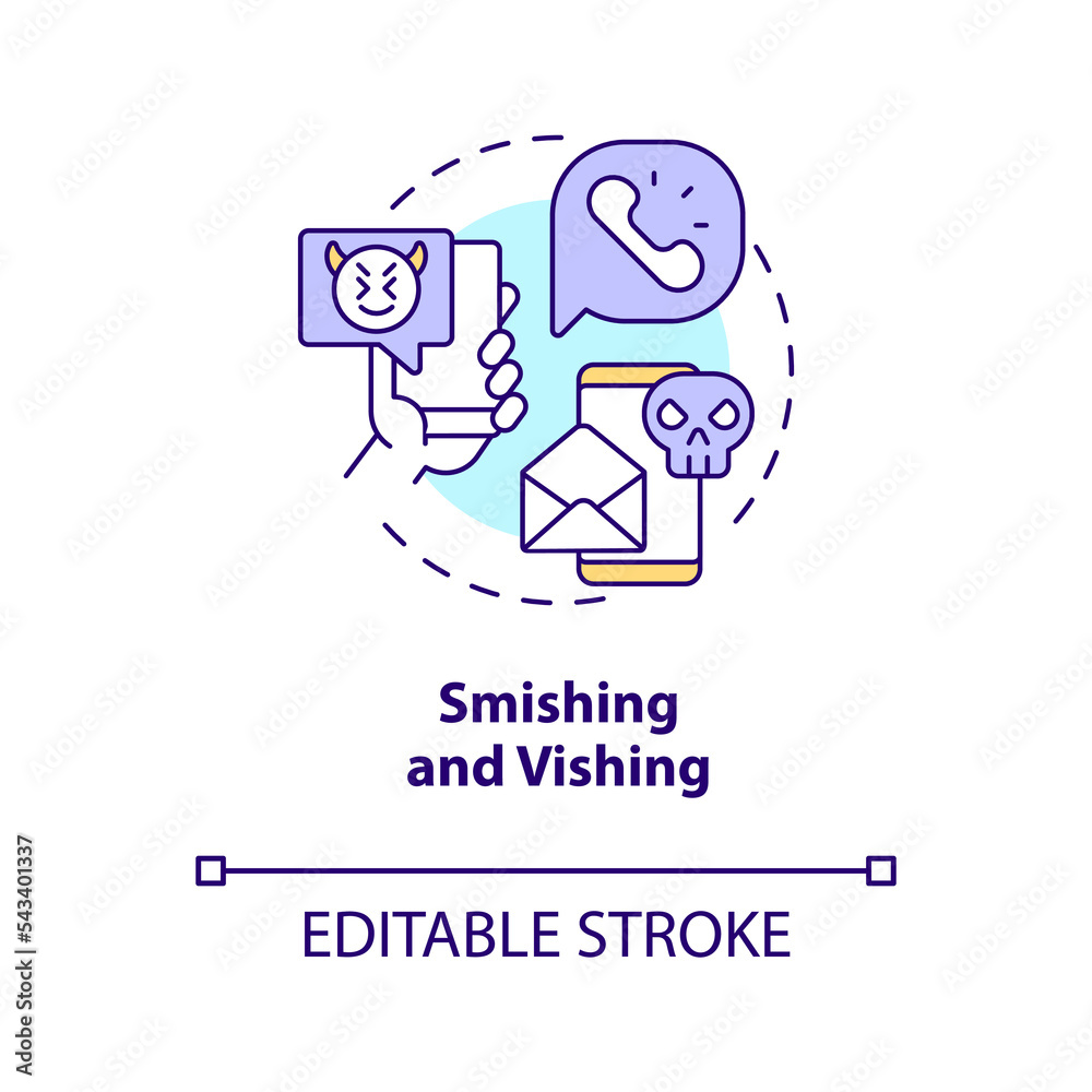 Vetor de Smishing and vishing concept icon. Phone scam. Voice fraud ...