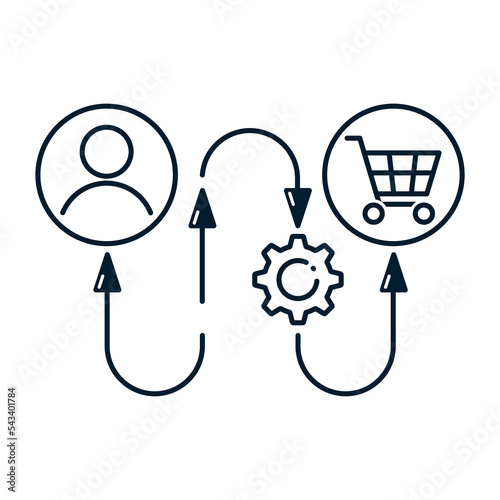 Buyer's journey concept. Vector icon isolated on white background.