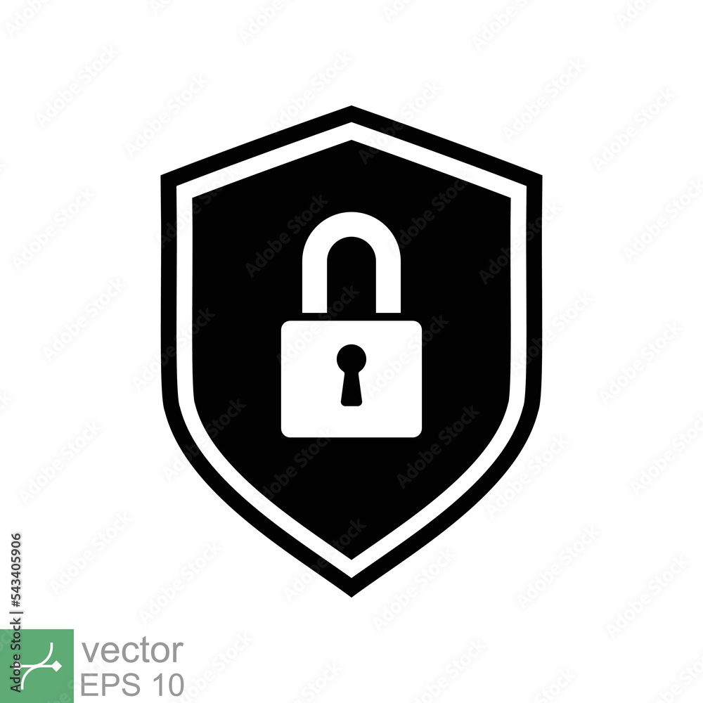 Security icon. Simple solid style. Shield secure, privacy protect, guarantee safe, network guard, safety concept. Glyph vector illustration symbol isolated on white background. EPS 10. Security icon. Simple solid style. Shield secure, privacy protect, guarantee safe, network guard, safety concept. Glyph vector illustration symbol isolated on white background. EPS 10.